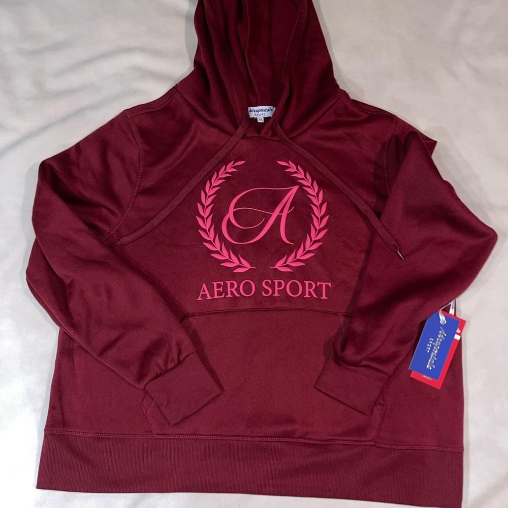 Aeropostale Maroon Hoodie with Pink Logo